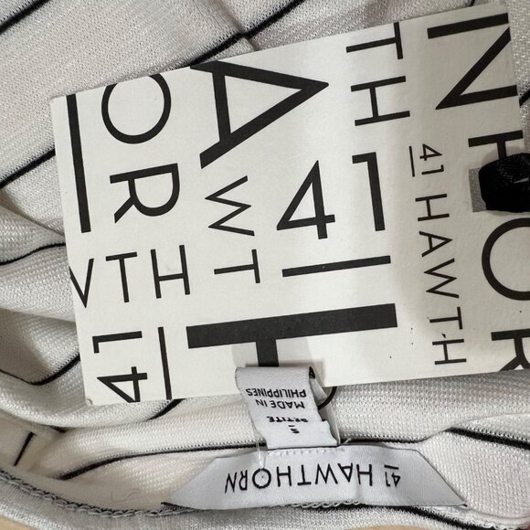 41 Hawthorn Striped Wrap Dress Ivory Black Size Small Petite NWT - Picture 8 of 9